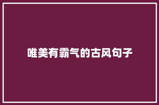 唯美有霸气的古风句子