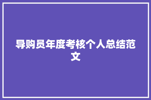 导购员年度考核个人总结范文 申请书范文