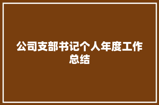 公司支部书记个人年度工作总结