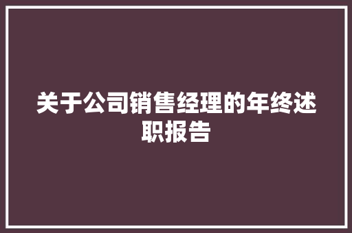 关于公司销售经理的年终述职报告