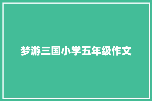 梦游三国小学五年级作文