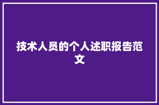 技术人员的个人述职报告范文