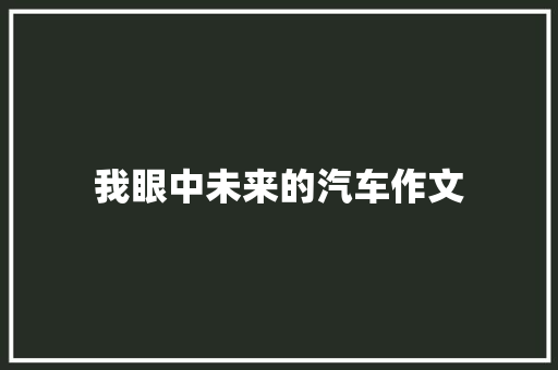 我眼中未来的汽车作文