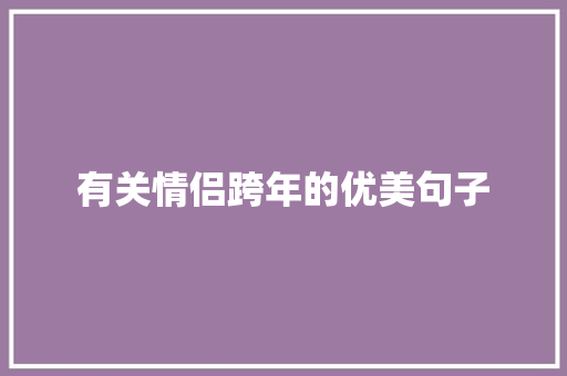 有关情侣跨年的优美句子