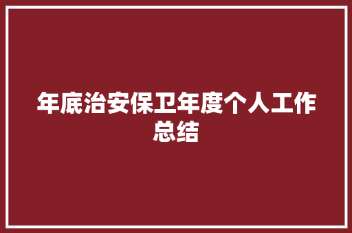 年底治安保卫年度个人工作总结