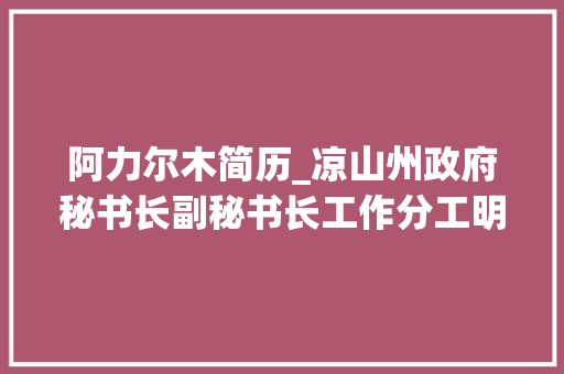 阿力尔木简历_凉山州政府秘书长副秘书长工作分工明确