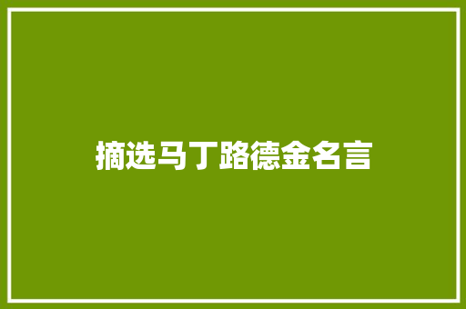 摘选马丁路德金名言