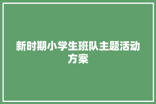 新时期小学生班队主题活动方案 工作总结范文