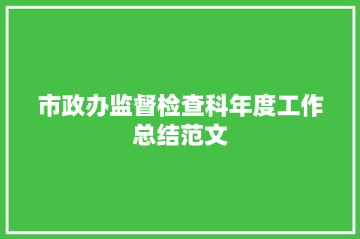 市政办监督检查科年度工作总结范文