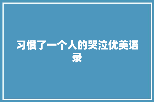 习惯了一个人的哭泣优美语录 生活范文