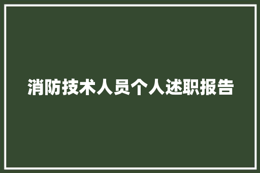 消防技术人员个人述职报告