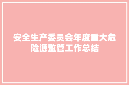 安全生产委员会年度重大危险源监管工作总结