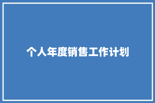 个人年度销售工作计划