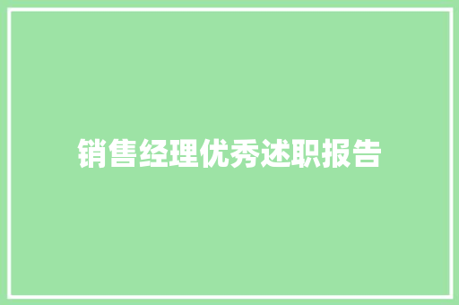 销售经理优秀述职报告