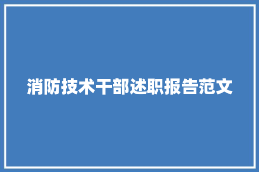 消防技术干部述职报告范文 工作总结范文