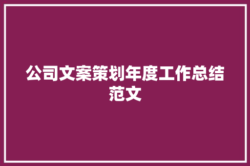 公司文案策划年度工作总结范文