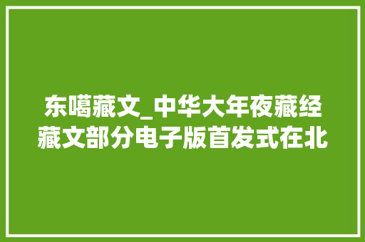 东噶藏文_中华大年夜藏经藏文部分电子版首发式在北京举行