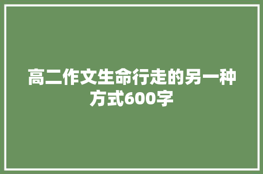 高二作文生命行走的另一种方式600字