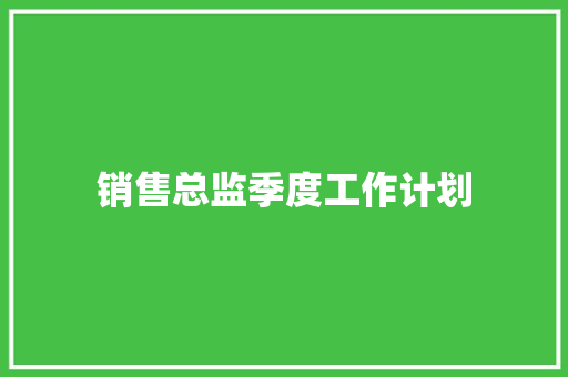 销售总监季度工作计划