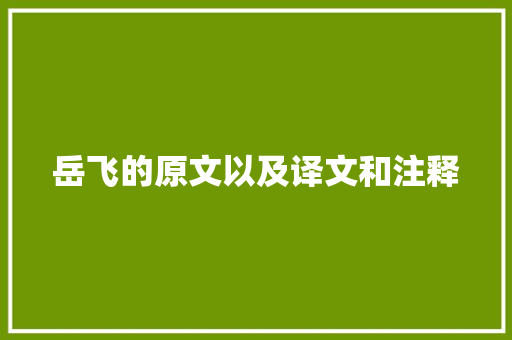 岳飞的原文以及译文和注释