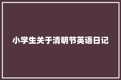 小学生关于清明节英语日记