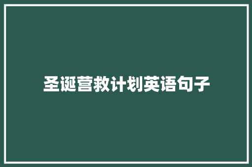 圣诞营救计划英语句子 综述范文