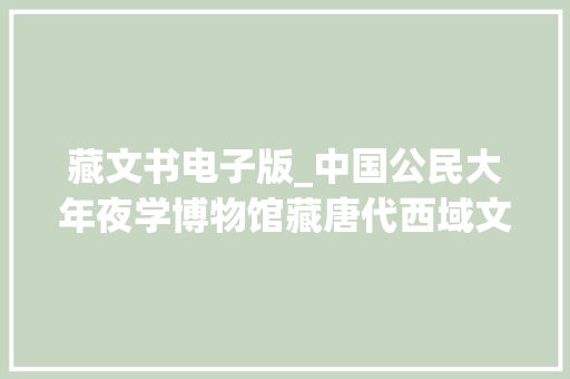 藏文书电子版_中国公民大年夜学博物馆藏唐代西域文书保护修复