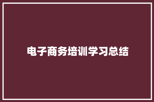 电子商务培训学习总结