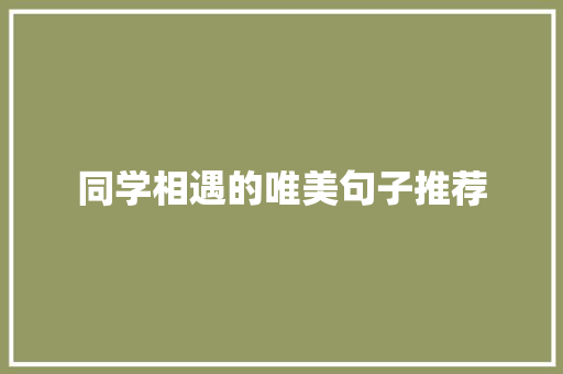 同学相遇的唯美句子推荐 申请书范文