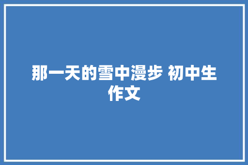 那一天的雪中漫步 初中生作文