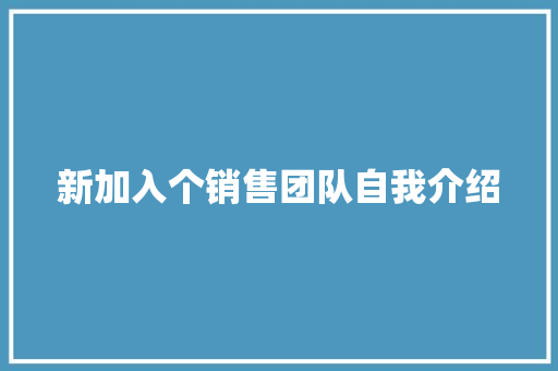 新加入个销售团队自我介绍