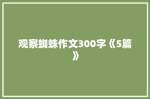 观察蜘蛛作文300字《5篇》