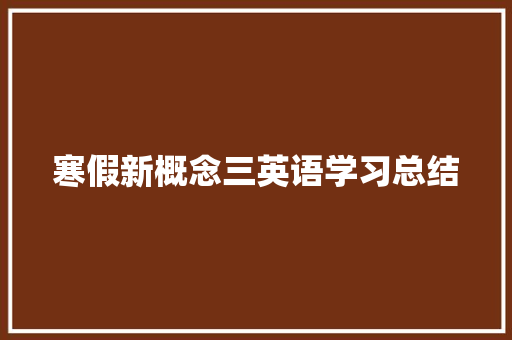 寒假新概念三英语学习总结