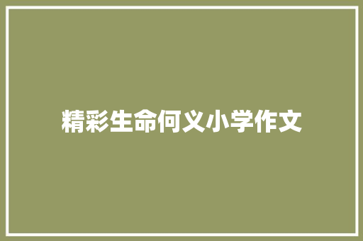 精彩生命何义小学作文 商务邮件范文