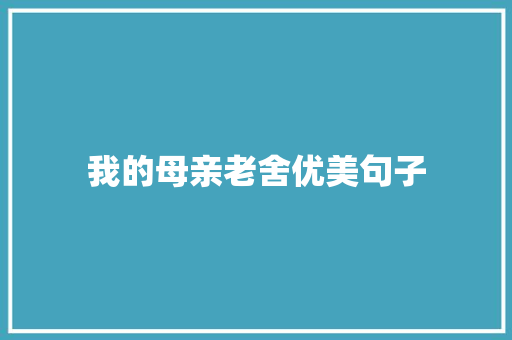 我的母亲老舍优美句子