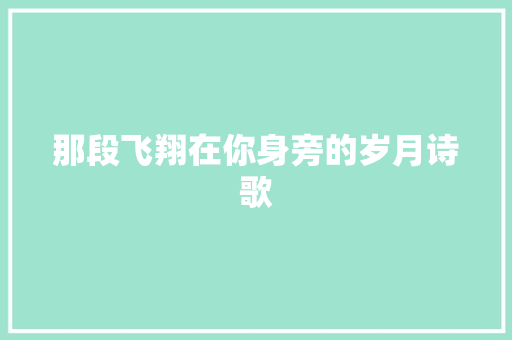 那段飞翔在你身旁的岁月诗歌 职场范文