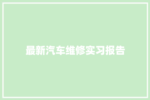 最新汽车维修实习报告