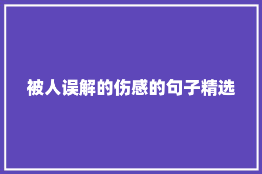 被人误解的伤感的句子精选