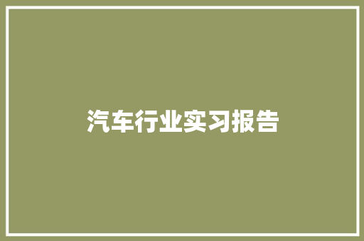 汽车行业实习报告