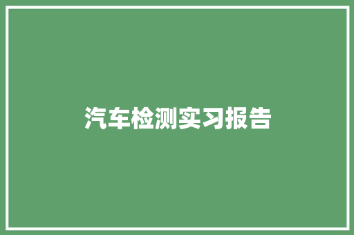 汽车检测实习报告