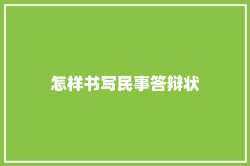 怎样书写民事答辩状 报告范文