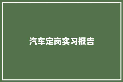 汽车定岗实习报告 商务邮件范文