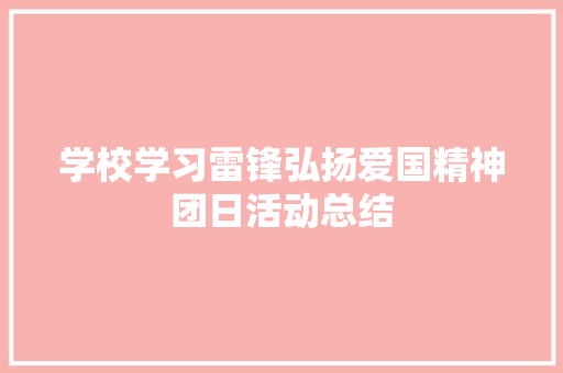 学校学习雷锋弘扬爱国精神团日活动总结