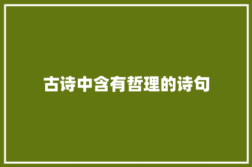 古诗中含有哲理的诗句