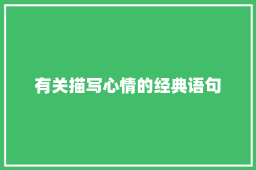 有关描写心情的经典语句 综述范文