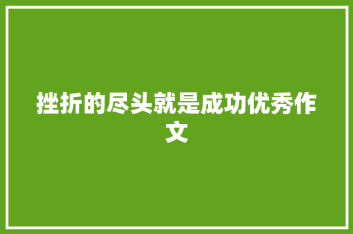 挫折的尽头就是成功优秀作文 学术范文