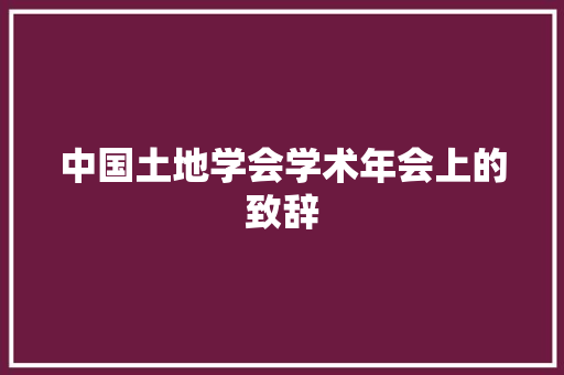 中国土地学会学术年会上的致辞