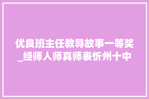 优良班主任教导故事一等奖_经师人师真师表忻州十中优秀班主任育人案例展示 会议纪要范文