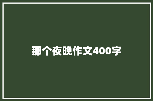 那个夜晚作文400字 简历范文