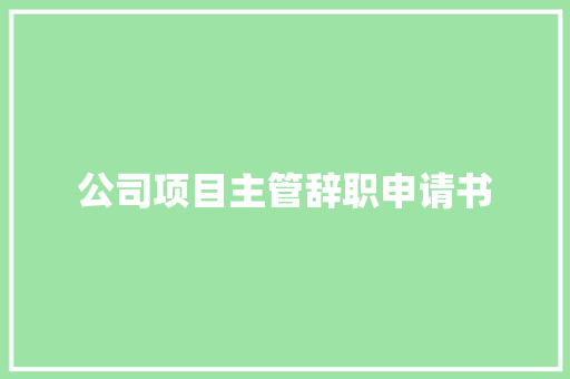 公司项目主管辞职申请书 工作总结范文